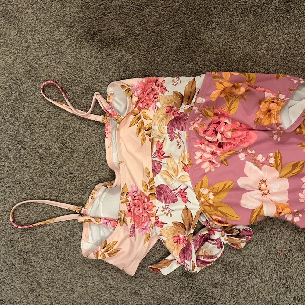 Kona Sol Pink Floral One Piece Swimsuit